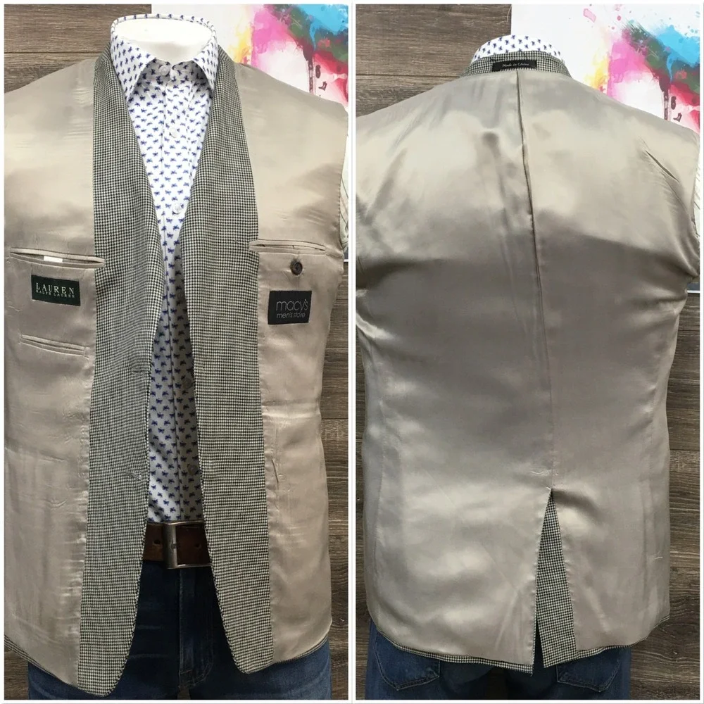 RALPH LAUREN Men Wool Silk Blazer Sport Coat Casual Jacket Size 40R Classic Suit